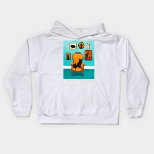 Black Cats, Turquoise Room Kids Hoodie